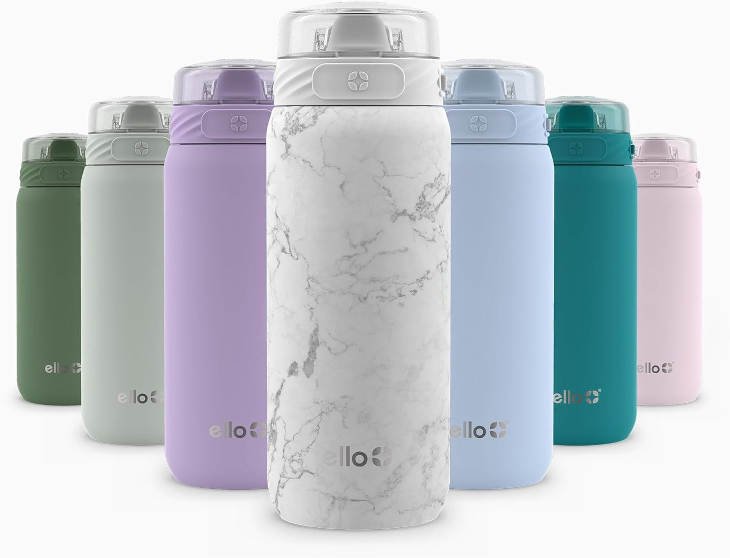 Ello Cooper 22oz Stainless Steel Water Bottle with Straw and Carry Handle, Double Walled and Vacuum Insulated Metal, Leak Proof Locking Lid with Soft Silicone Spout, Reusable, BPA Free, Lilac