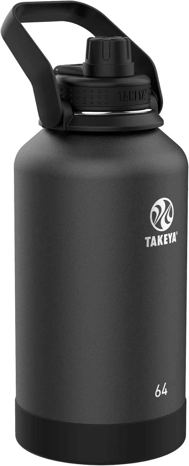 Takeya Actives Insulated Stainless Steel Water Bottle with Spout Lid, 32 Ounce, Midnight
