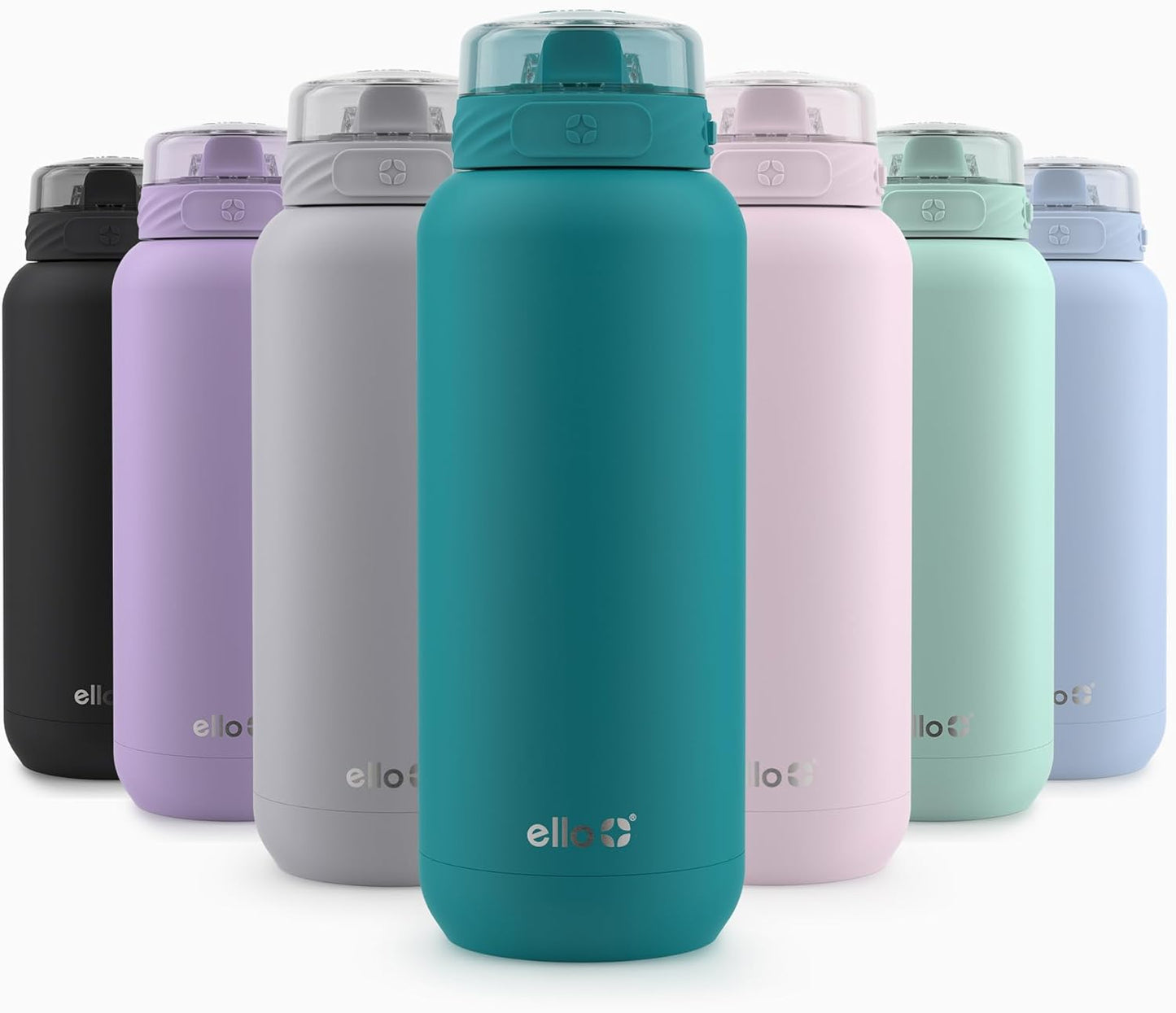 Ello Cooper 22oz Stainless Steel Water Bottle with Straw and Carry Handle, Double Walled and Vacuum Insulated Metal, Leak Proof Locking Lid with Soft Silicone Spout, Reusable, BPA Free, Lilac