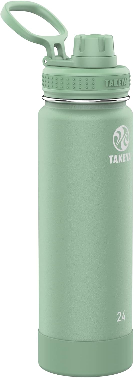 Takeya Actives Insulated Stainless Steel Water Bottle with Spout Lid, 32 Ounce, Midnight