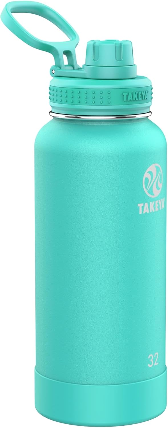 Takeya Actives Insulated Stainless Steel Water Bottle with Spout Lid, 32 Ounce, Midnight