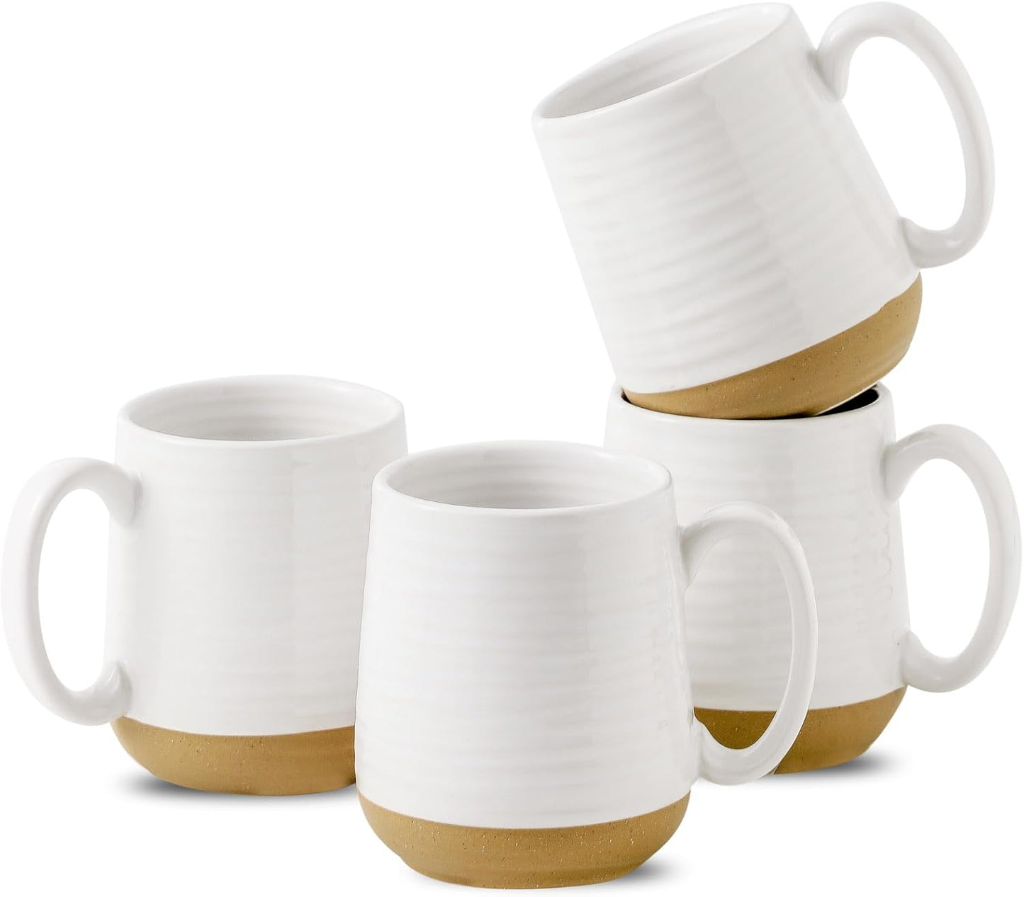Hasense Ceramic Coffee Mugs Set of 6, 15 oz Large Porcelain Mugs with Handle for Women Men, Colorful Coffee Cups for Latte, Tea, Cappuccino, Microwave & Dishwasher Safe