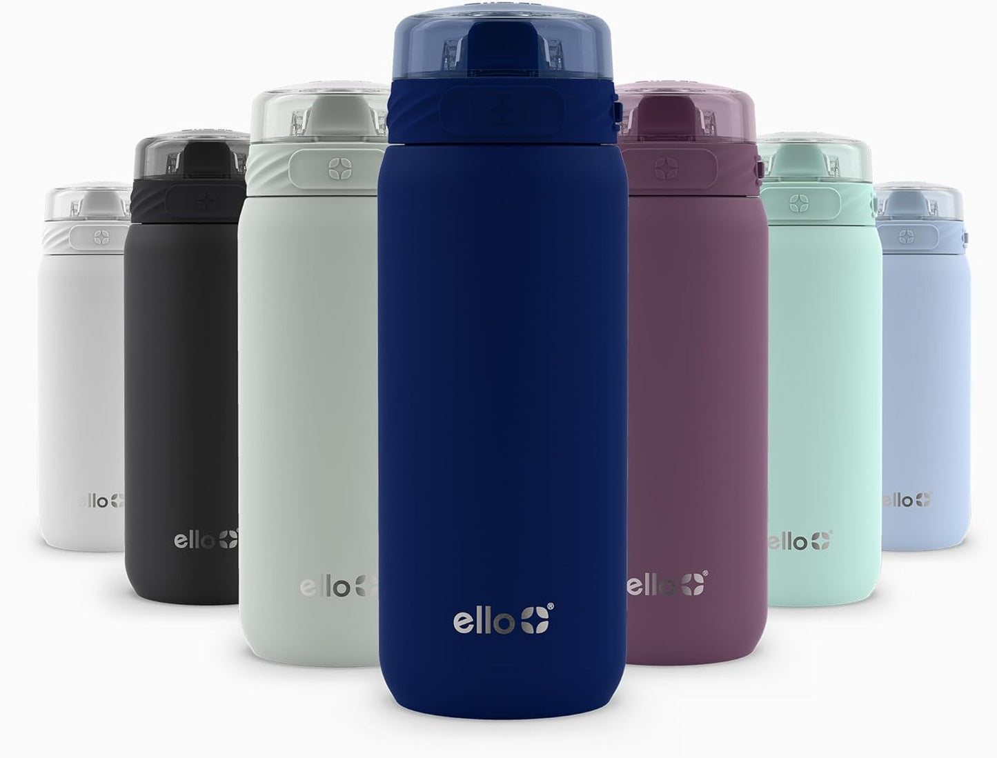 Ello Cooper 22oz Stainless Steel Water Bottle with Straw and Carry Handle, Double Walled and Vacuum Insulated Metal, Leak Proof Locking Lid with Soft Silicone Spout, Reusable, BPA Free, Lilac