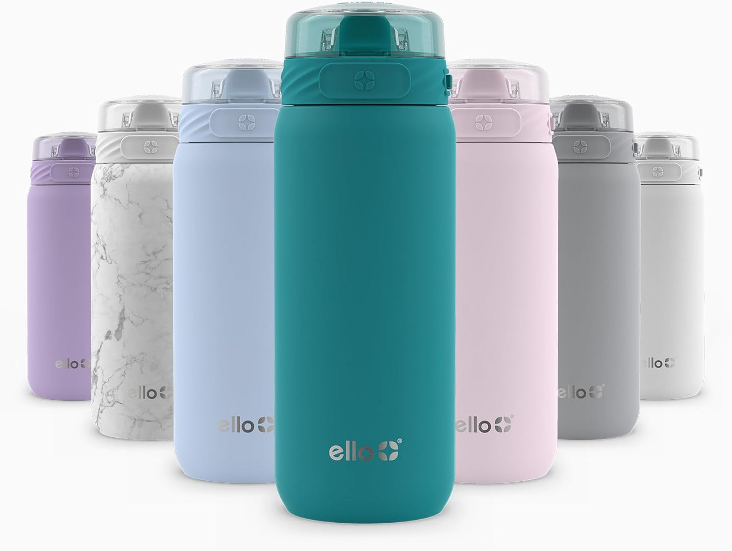 Ello Cooper 22oz Stainless Steel Water Bottle with Straw and Carry Handle, Double Walled and Vacuum Insulated Metal, Leak Proof Locking Lid with Soft Silicone Spout, Reusable, BPA Free, Lilac