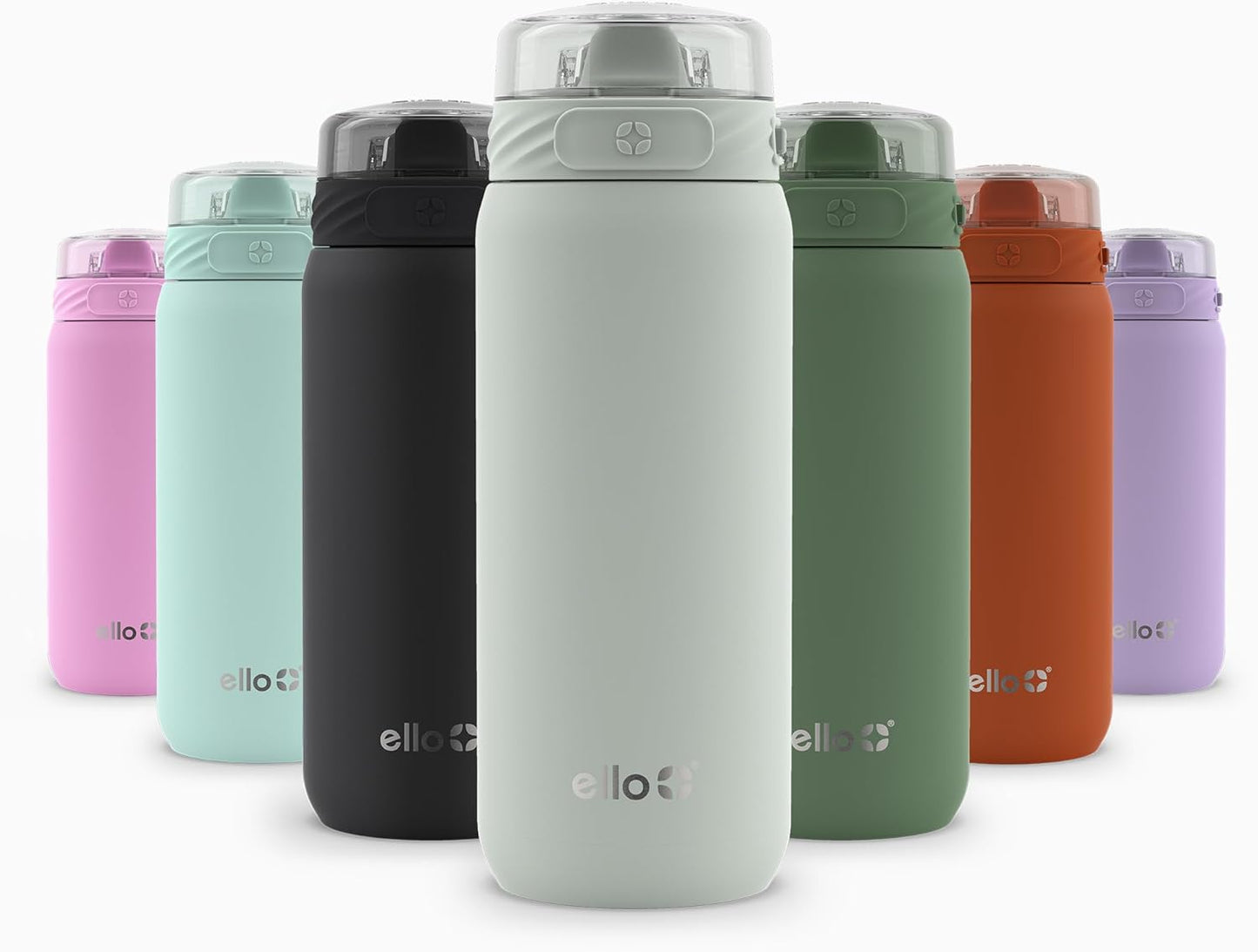 Ello Cooper 22oz Stainless Steel Water Bottle with Straw and Carry Handle, Double Walled and Vacuum Insulated Metal, Leak Proof Locking Lid with Soft Silicone Spout, Reusable, BPA Free, Lilac