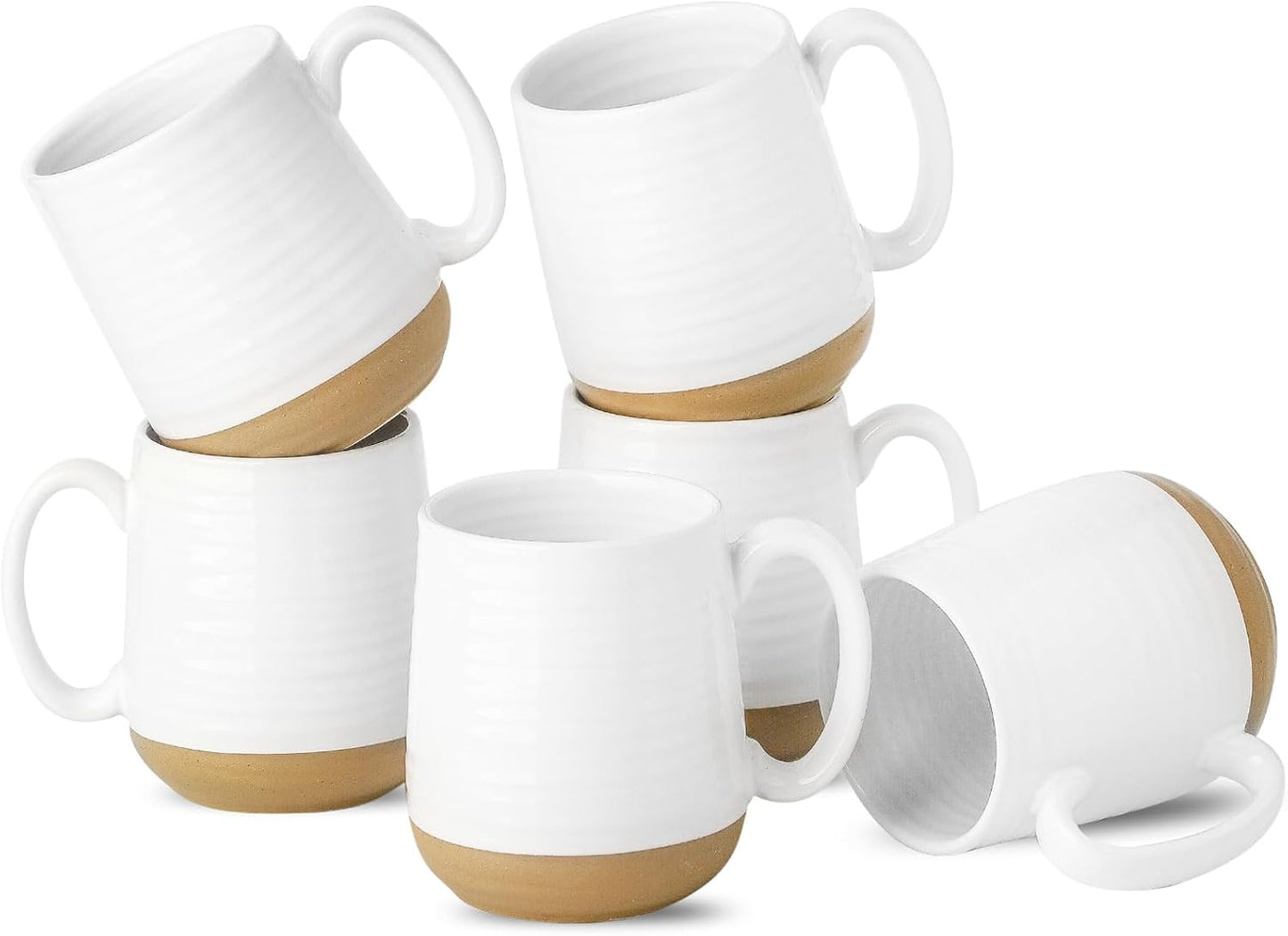 Hasense Ceramic Coffee Mugs Set of 6, 15 oz Large Porcelain Mugs with Handle for Women Men, Colorful Coffee Cups for Latte, Tea, Cappuccino, Microwave & Dishwasher Safe