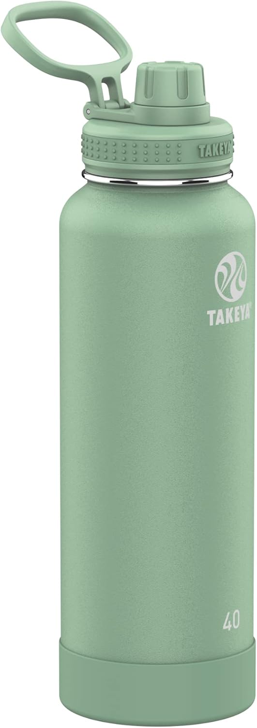 Takeya Actives Insulated Stainless Steel Water Bottle with Spout Lid, 32 Ounce, Midnight