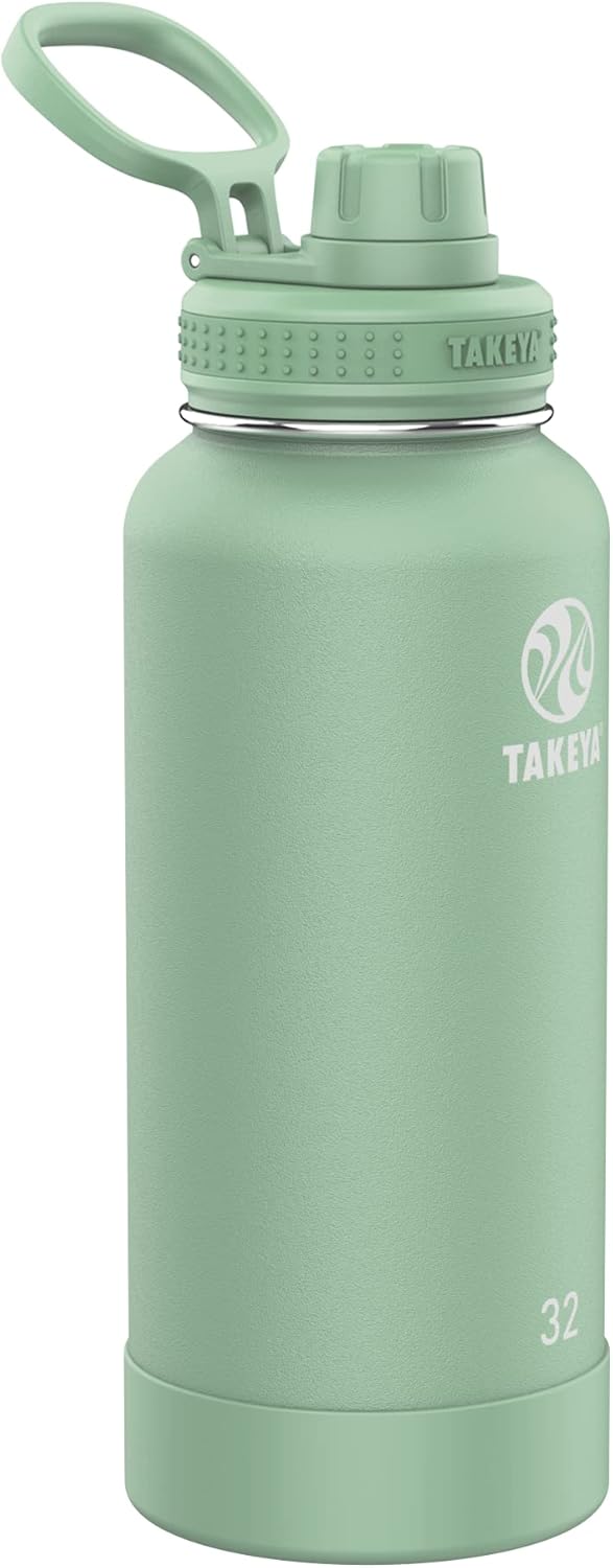 Takeya Actives Insulated Stainless Steel Water Bottle with Spout Lid, 32 Ounce, Midnight