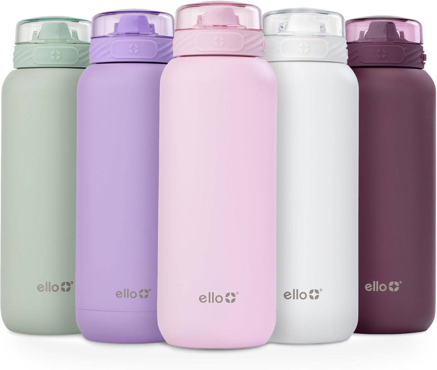 Ello Cooper 22oz Stainless Steel Water Bottle with Straw and Carry Handle, Double Walled and Vacuum Insulated Metal, Leak Proof Locking Lid with Soft Silicone Spout, Reusable, BPA Free, Lilac