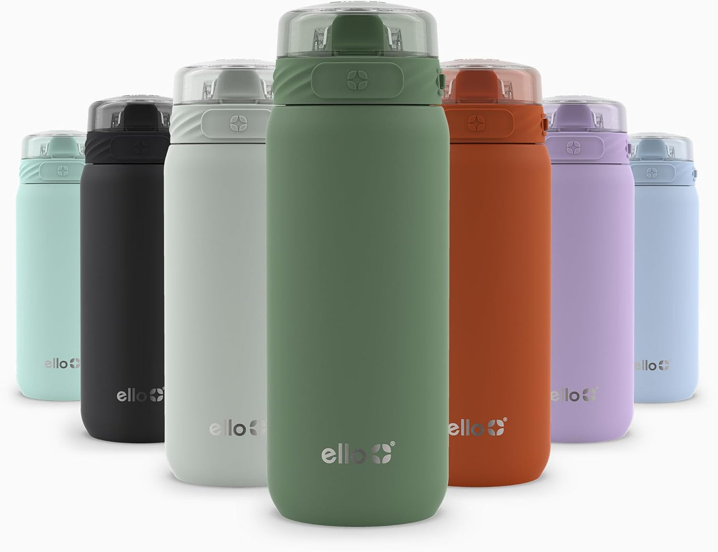 Ello Cooper 22oz Stainless Steel Water Bottle with Straw and Carry Handle, Double Walled and Vacuum Insulated Metal, Leak Proof Locking Lid with Soft Silicone Spout, Reusable, BPA Free, Lilac
