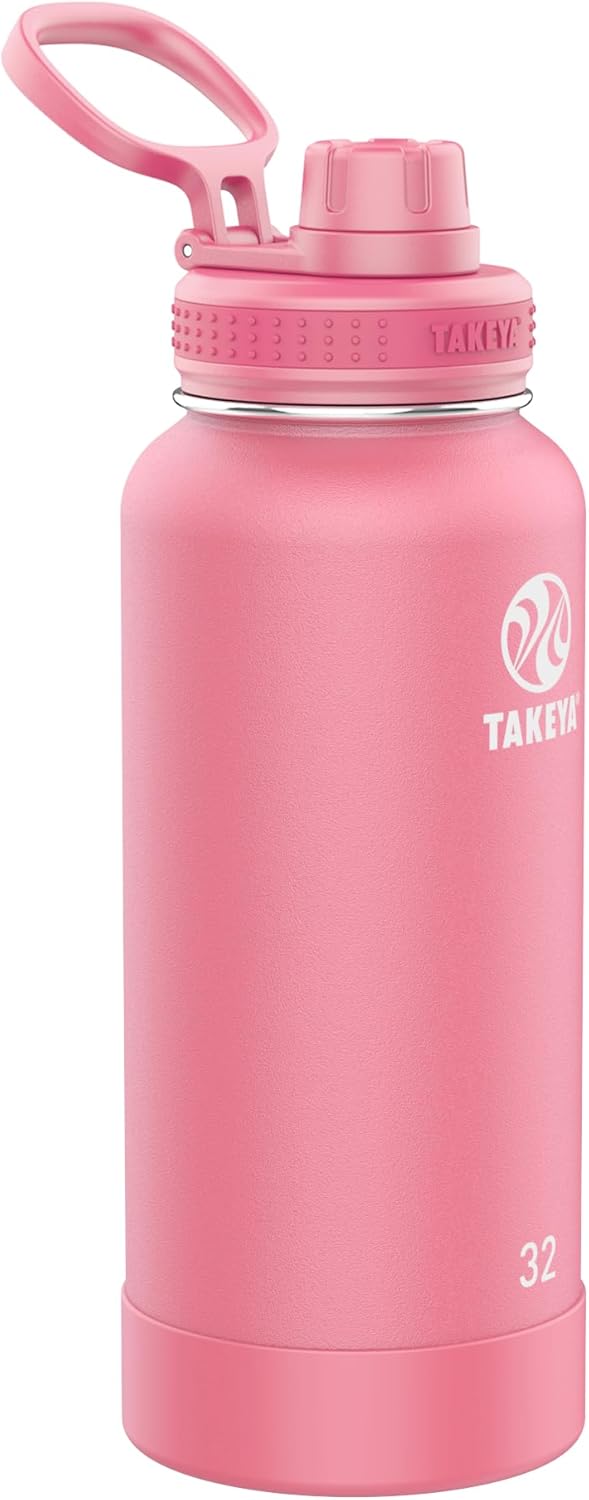 Takeya Actives Insulated Stainless Steel Water Bottle with Spout Lid, 32 Ounce, Midnight
