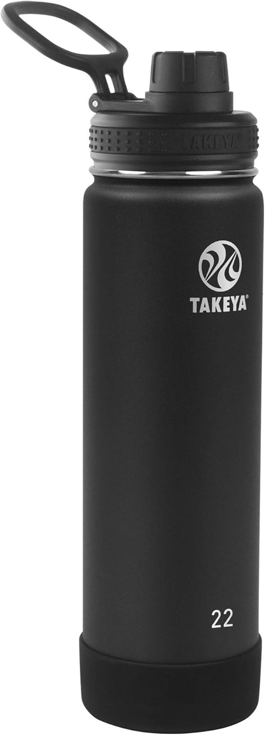 Takeya Actives Insulated Stainless Steel Water Bottle with Spout Lid, 32 Ounce, Midnight