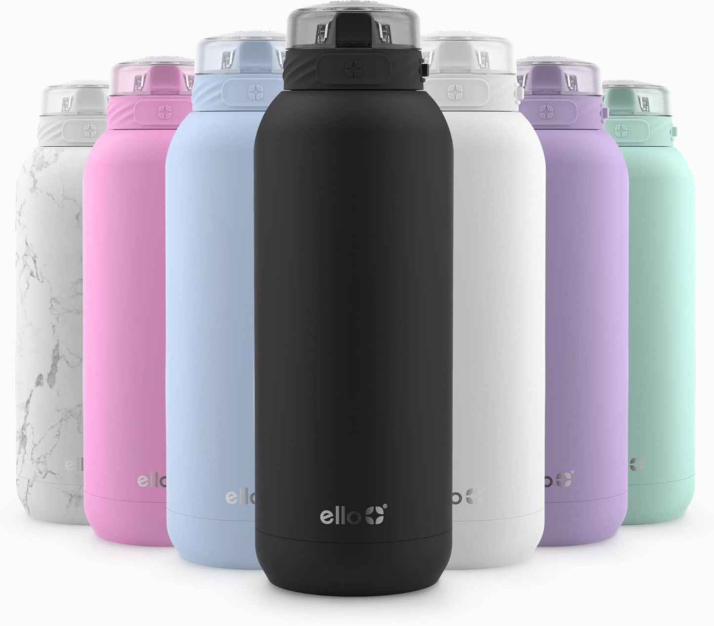 Ello Cooper 22oz Stainless Steel Water Bottle with Straw and Carry Handle, Double Walled and Vacuum Insulated Metal, Leak Proof Locking Lid with Soft Silicone Spout, Reusable, BPA Free, Lilac