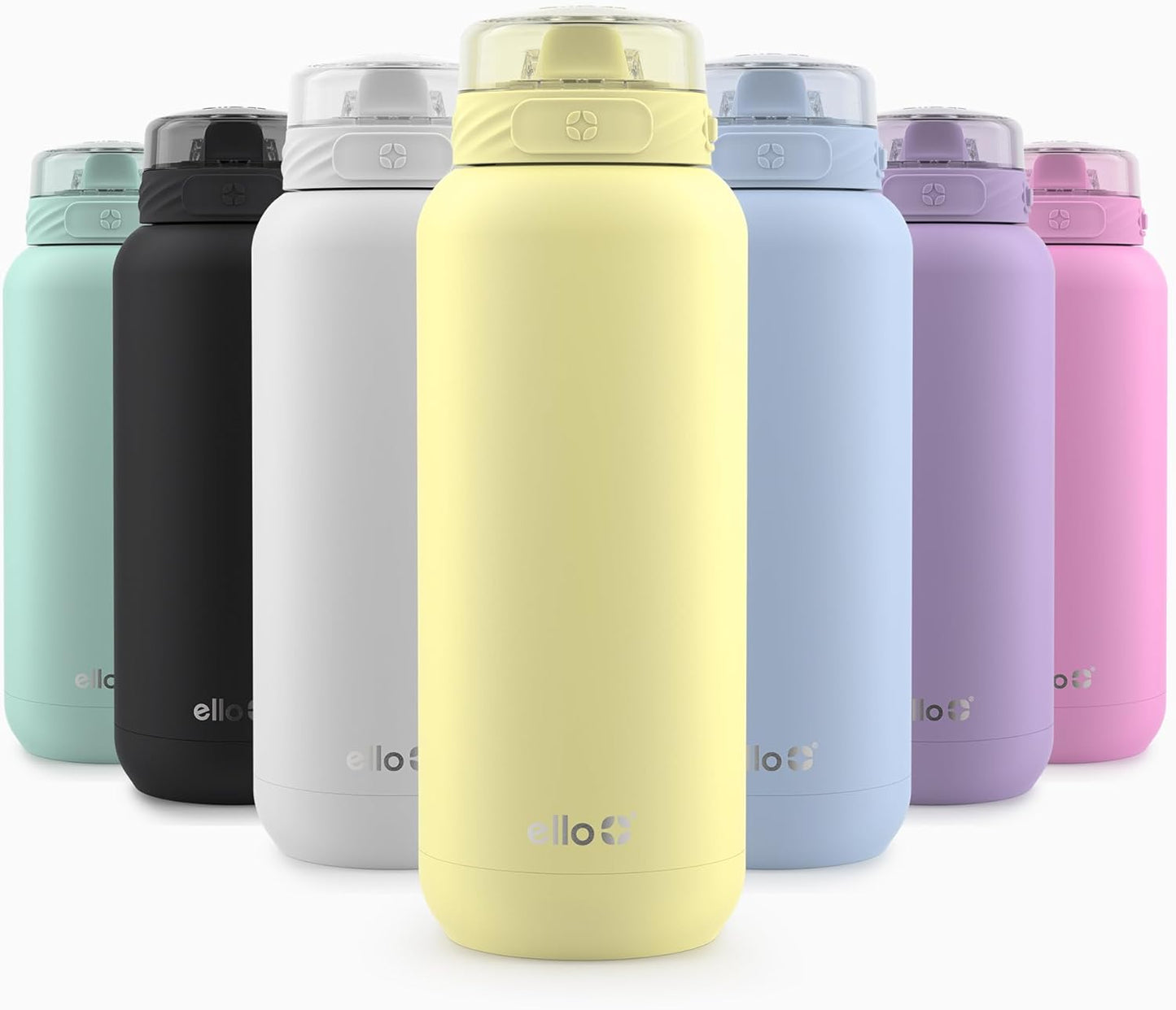 Ello Cooper 22oz Stainless Steel Water Bottle with Straw and Carry Handle, Double Walled and Vacuum Insulated Metal, Leak Proof Locking Lid with Soft Silicone Spout, Reusable, BPA Free, Lilac