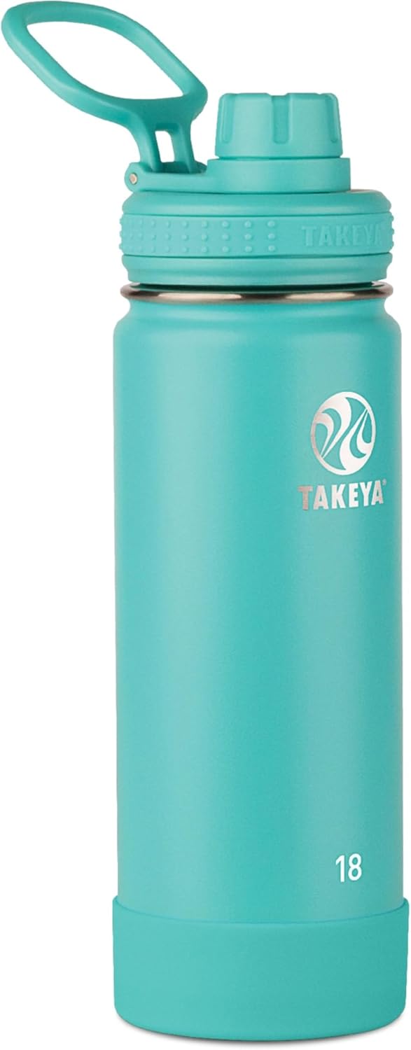 Takeya Actives Insulated Stainless Steel Water Bottle with Spout Lid, 32 Ounce, Midnight