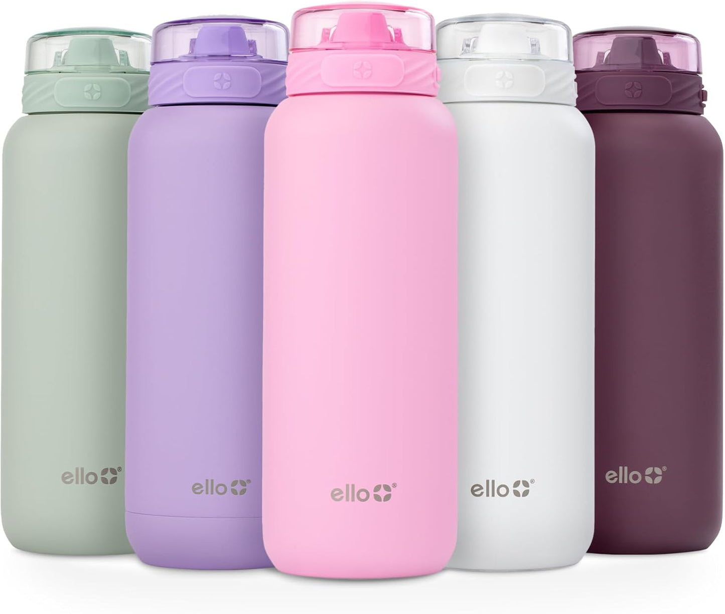 Ello Cooper 22oz Stainless Steel Water Bottle with Straw and Carry Handle, Double Walled and Vacuum Insulated Metal, Leak Proof Locking Lid with Soft Silicone Spout, Reusable, BPA Free, Lilac
