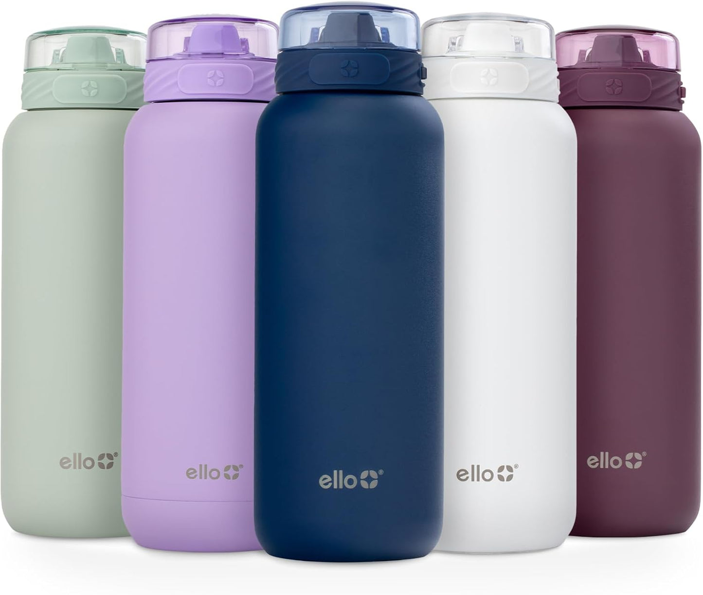 Ello Cooper 22oz Stainless Steel Water Bottle with Straw and Carry Handle, Double Walled and Vacuum Insulated Metal, Leak Proof Locking Lid with Soft Silicone Spout, Reusable, BPA Free, Lilac