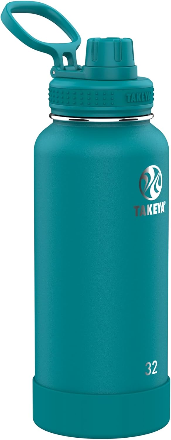 Takeya Actives Insulated Stainless Steel Water Bottle with Spout Lid, 32 Ounce, Midnight