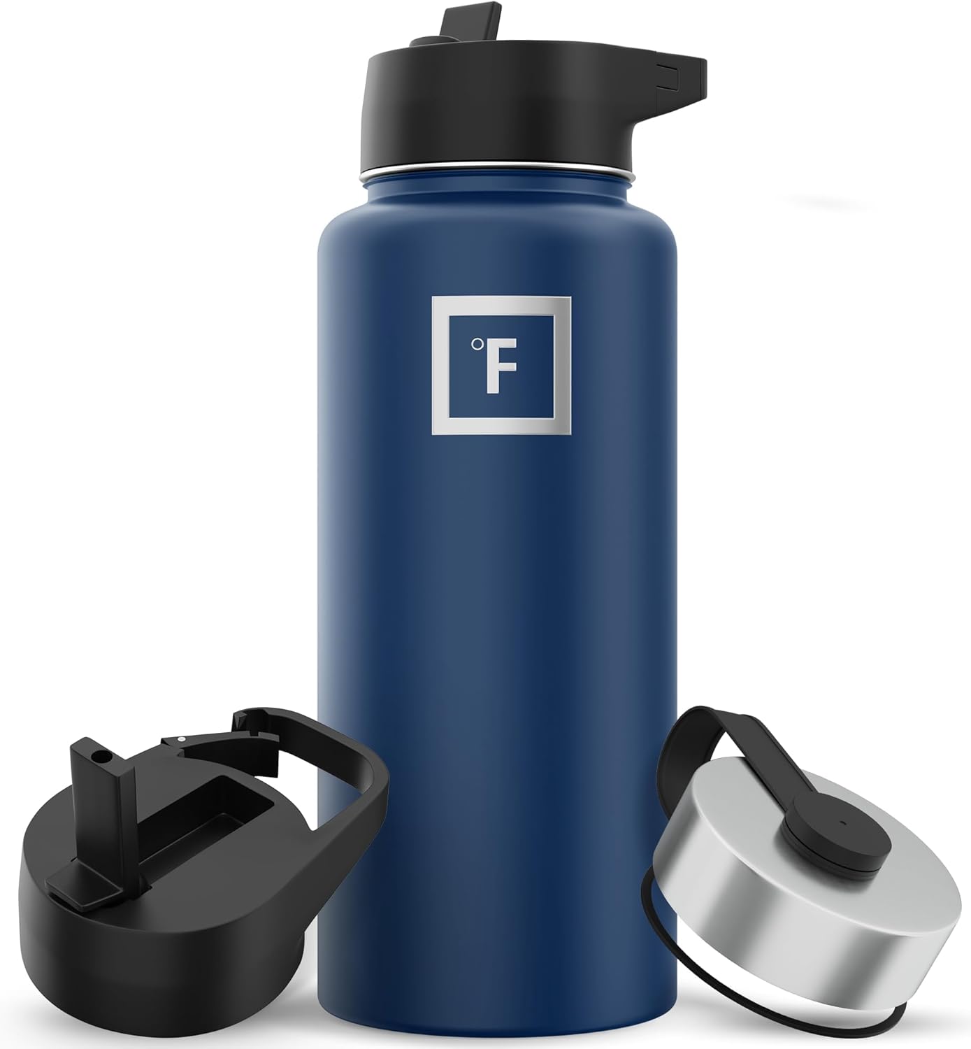 IRON °FLASK Camping & Hiking Hydration Flask with 3 Lids - Stainless Steel, Double Walled & Vacuum Insulated Water Bottle - Leak Proof & BPA Free 32 Oz