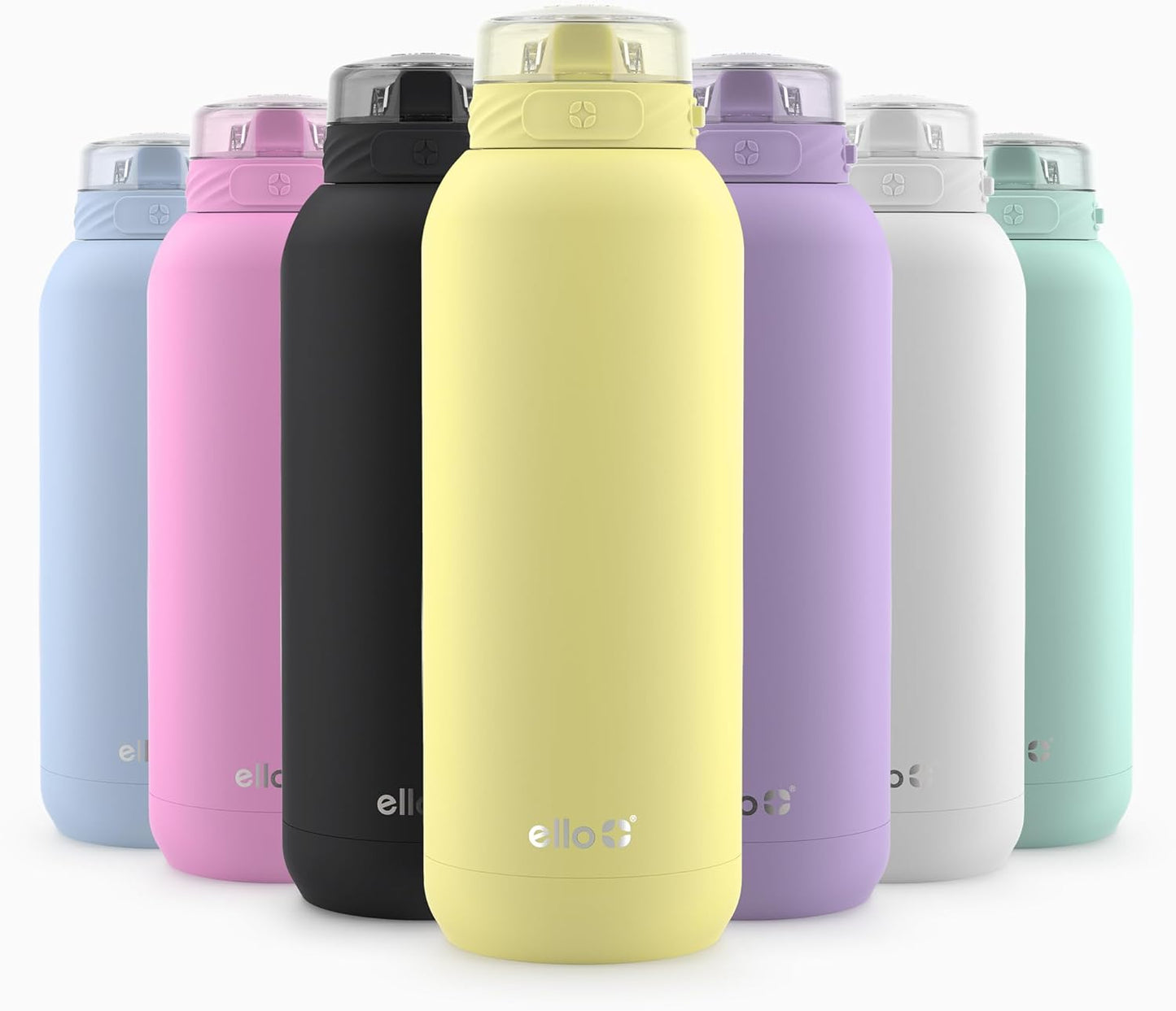Ello Cooper 22oz Stainless Steel Water Bottle with Straw and Carry Handle, Double Walled and Vacuum Insulated Metal, Leak Proof Locking Lid with Soft Silicone Spout, Reusable, BPA Free, Lilac