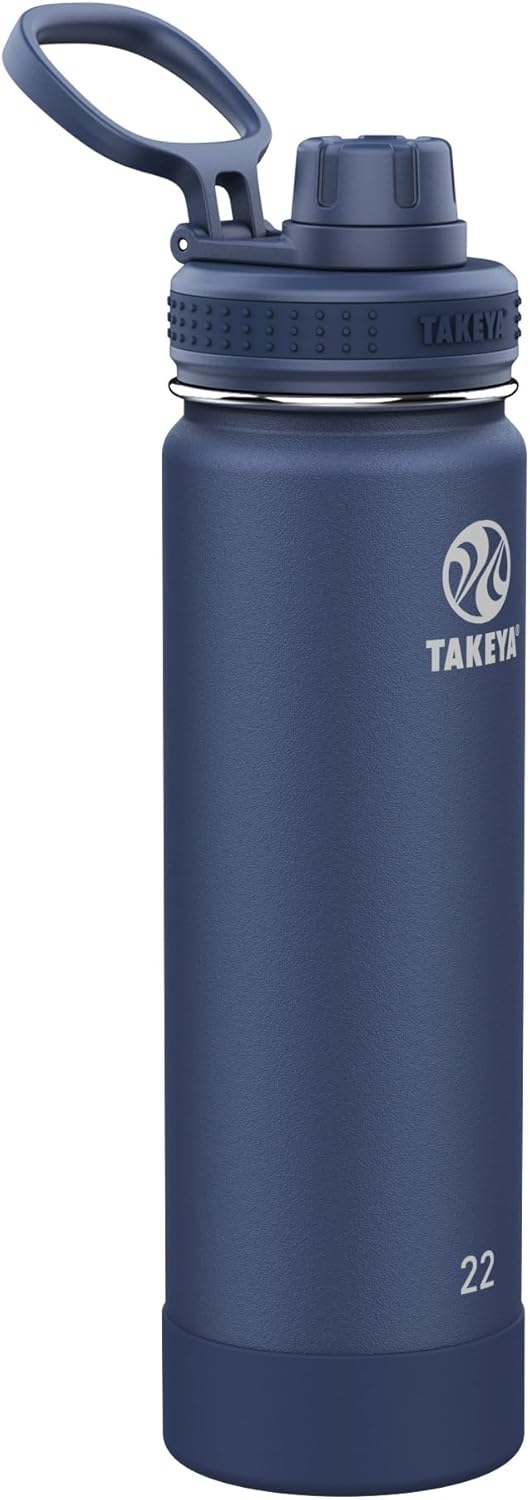 Takeya Actives Insulated Stainless Steel Water Bottle with Spout Lid, 32 Ounce, Midnight