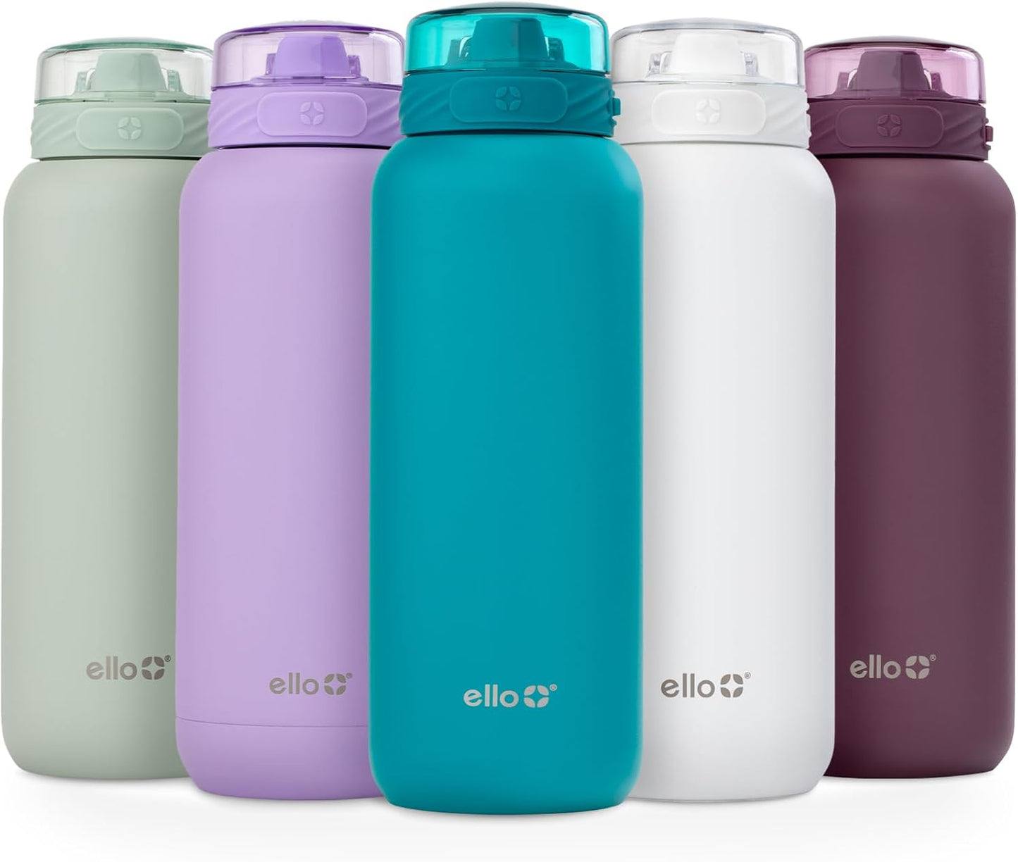Ello Cooper 22oz Stainless Steel Water Bottle with Straw and Carry Handle, Double Walled and Vacuum Insulated Metal, Leak Proof Locking Lid with Soft Silicone Spout, Reusable, BPA Free, Lilac