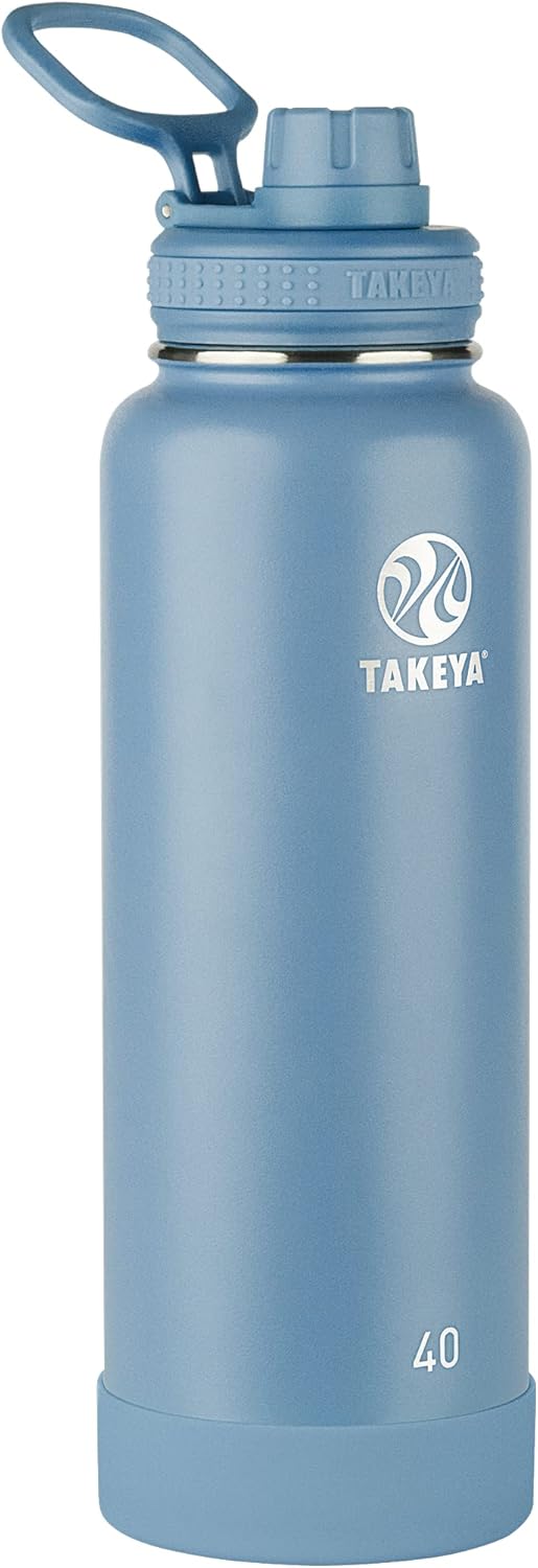 Takeya Actives Insulated Stainless Steel Water Bottle with Spout Lid, 32 Ounce, Midnight