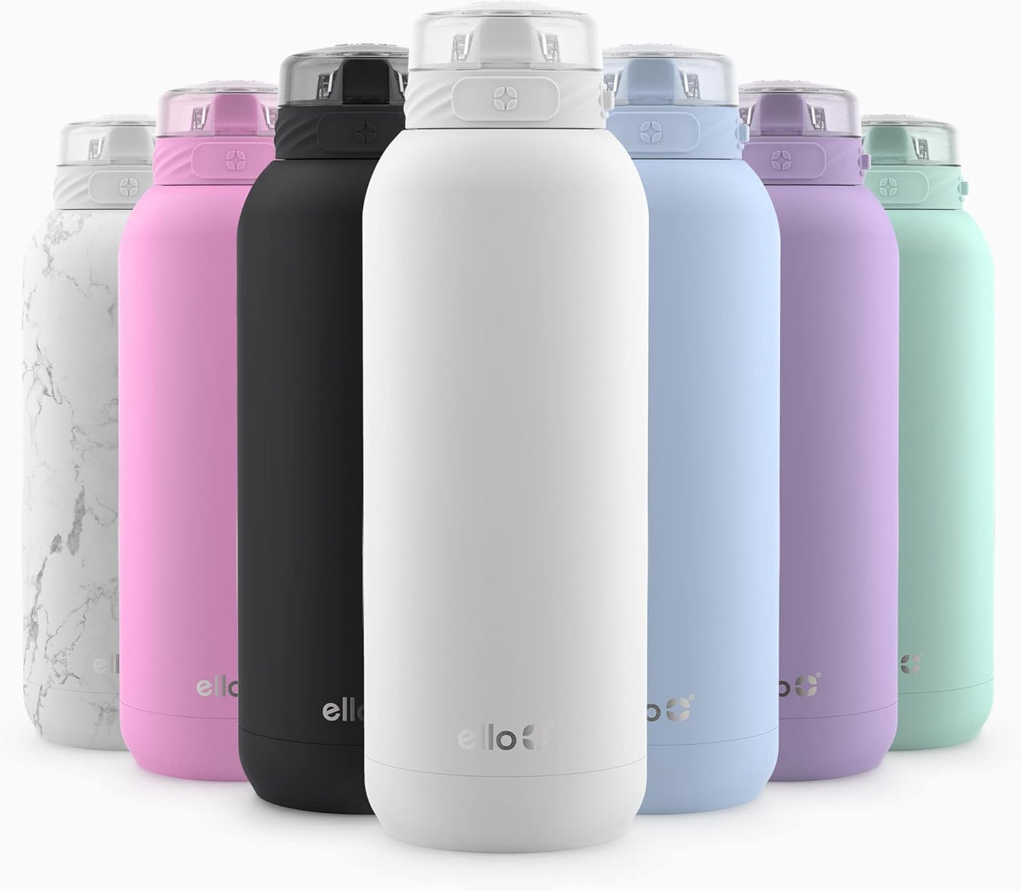 Ello Cooper 22oz Stainless Steel Water Bottle with Straw and Carry Handle, Double Walled and Vacuum Insulated Metal, Leak Proof Locking Lid with Soft Silicone Spout, Reusable, BPA Free, Lilac
