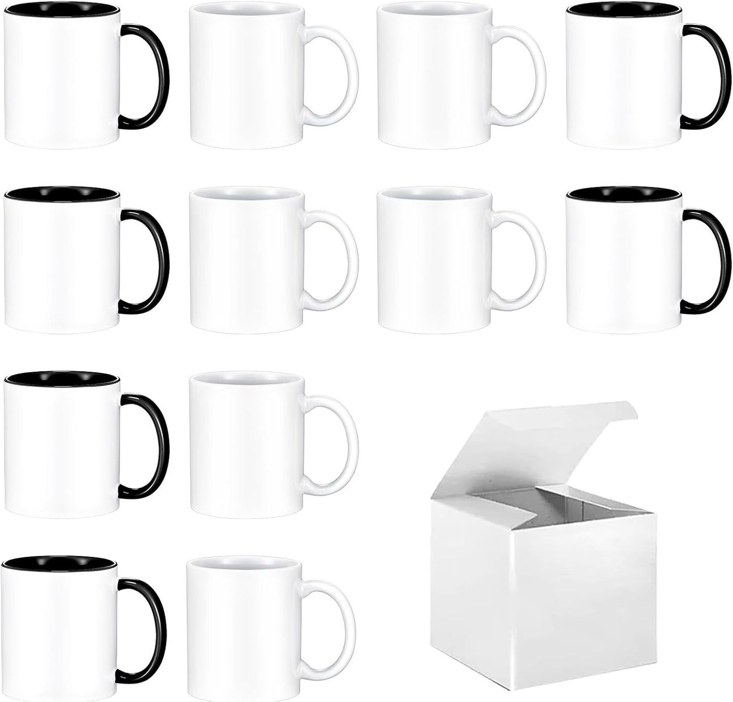 TANGLONG Sublimation Mugs 15 oz, Sublimation Blanks, Bulk Coffee Mugs,White Cups for Coffee,Latte, Soup, Milk, Hot Cocoa Set of 12