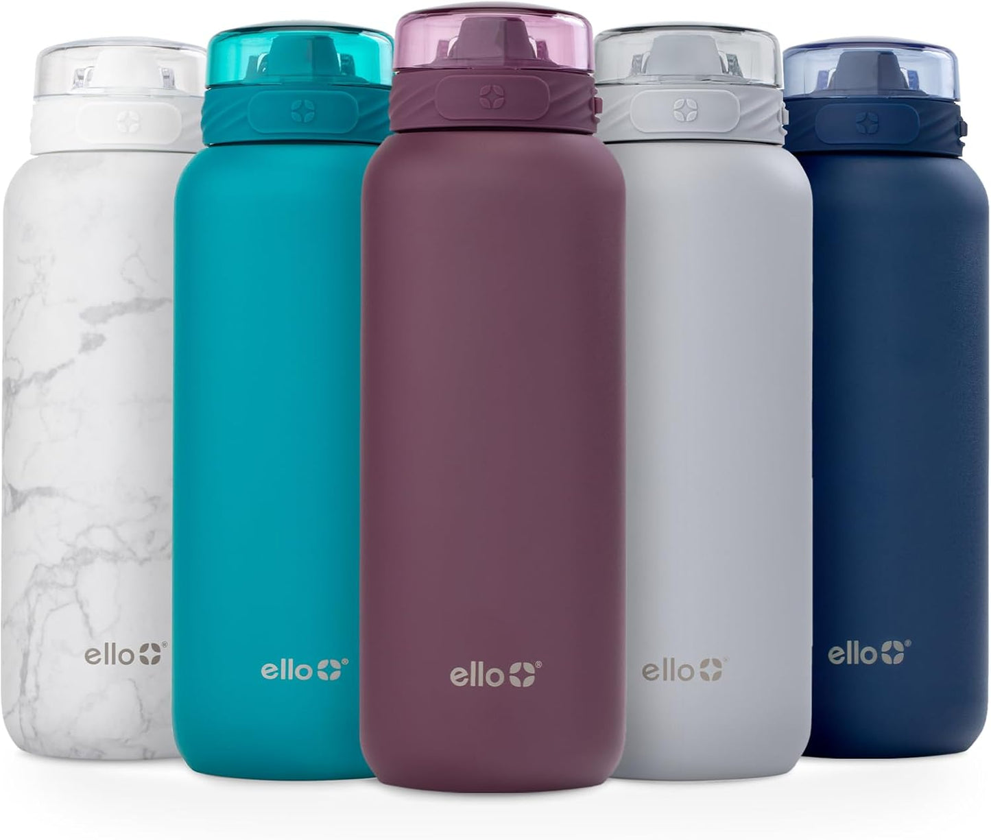 Ello Cooper 22oz Stainless Steel Water Bottle with Straw and Carry Handle, Double Walled and Vacuum Insulated Metal, Leak Proof Locking Lid with Soft Silicone Spout, Reusable, BPA Free, Lilac