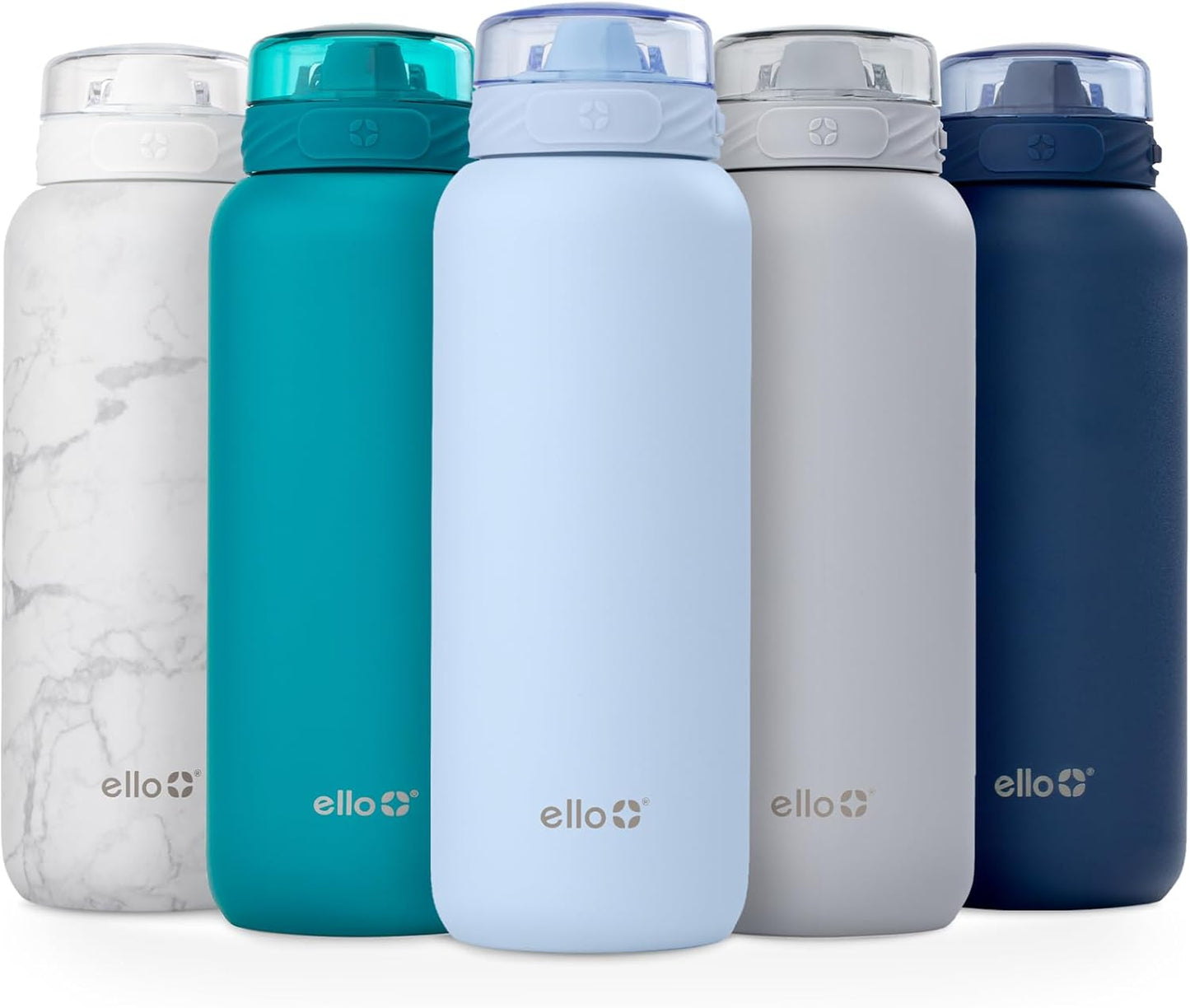 Ello Cooper 22oz Stainless Steel Water Bottle with Straw and Carry Handle, Double Walled and Vacuum Insulated Metal, Leak Proof Locking Lid with Soft Silicone Spout, Reusable, BPA Free, Lilac