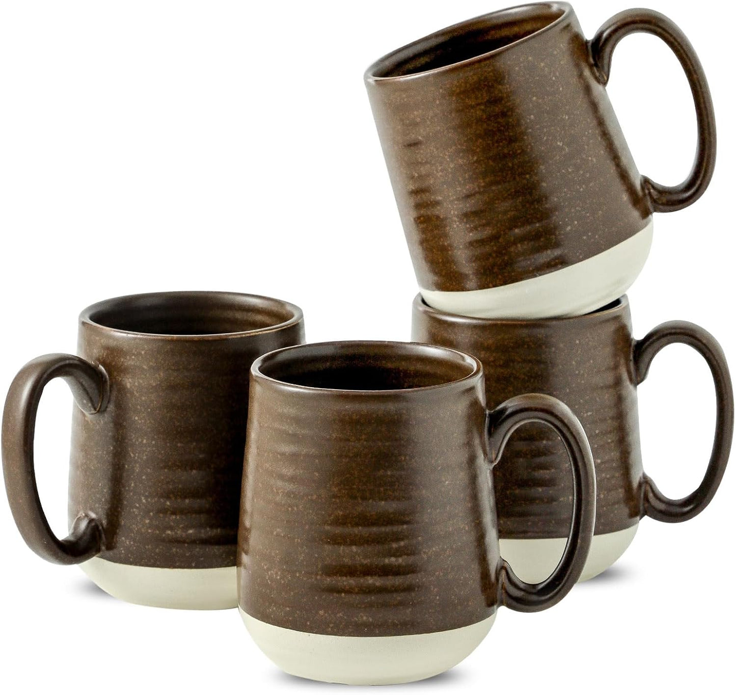 Hasense Ceramic Coffee Mugs Set of 6, 15 oz Large Porcelain Mugs with Handle for Women Men, Colorful Coffee Cups for Latte, Tea, Cappuccino, Microwave & Dishwasher Safe