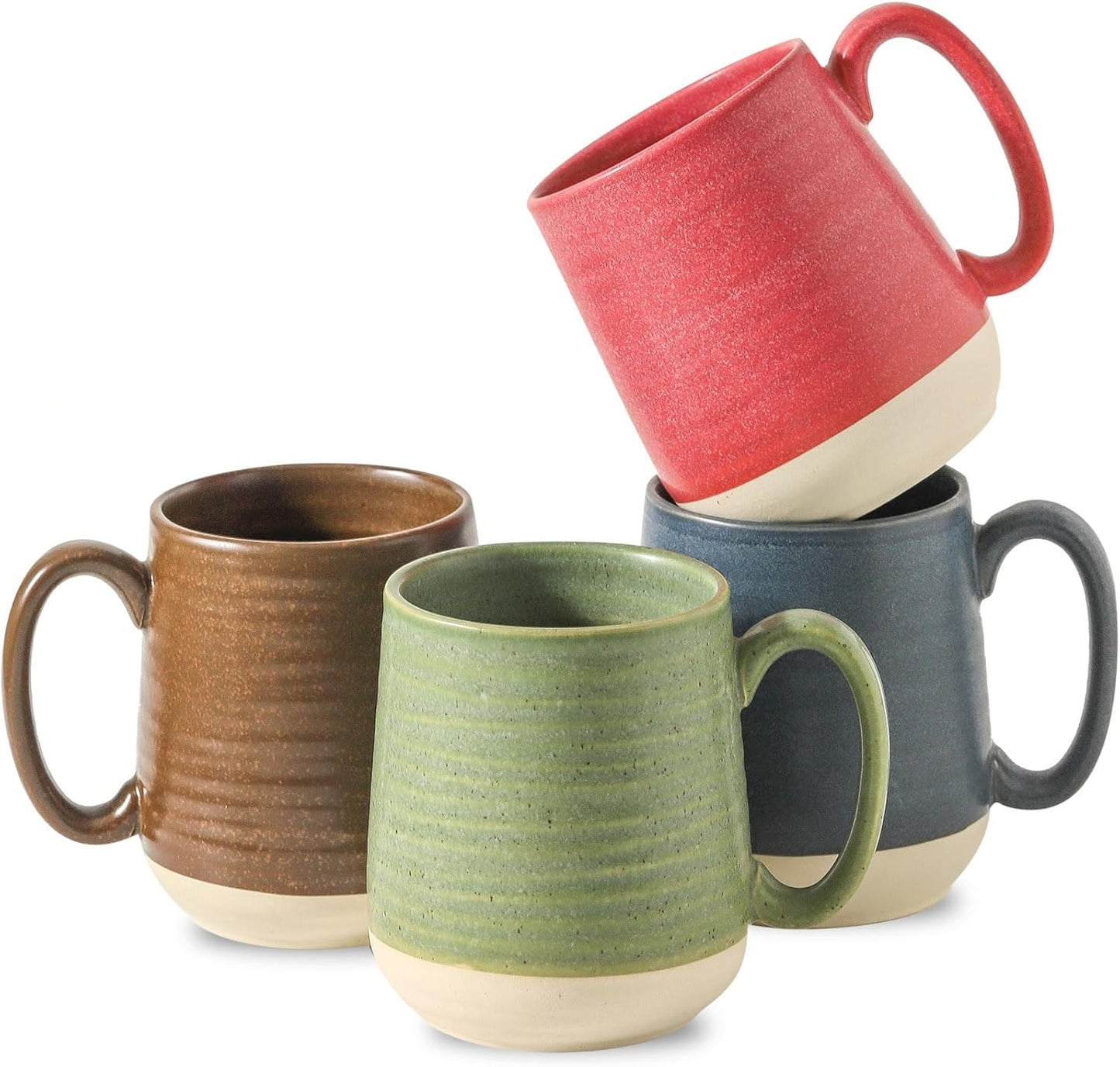 Hasense Ceramic Coffee Mugs Set of 6, 15 oz Large Porcelain Mugs with Handle for Women Men, Colorful Coffee Cups for Latte, Tea, Cappuccino, Microwave & Dishwasher Safe