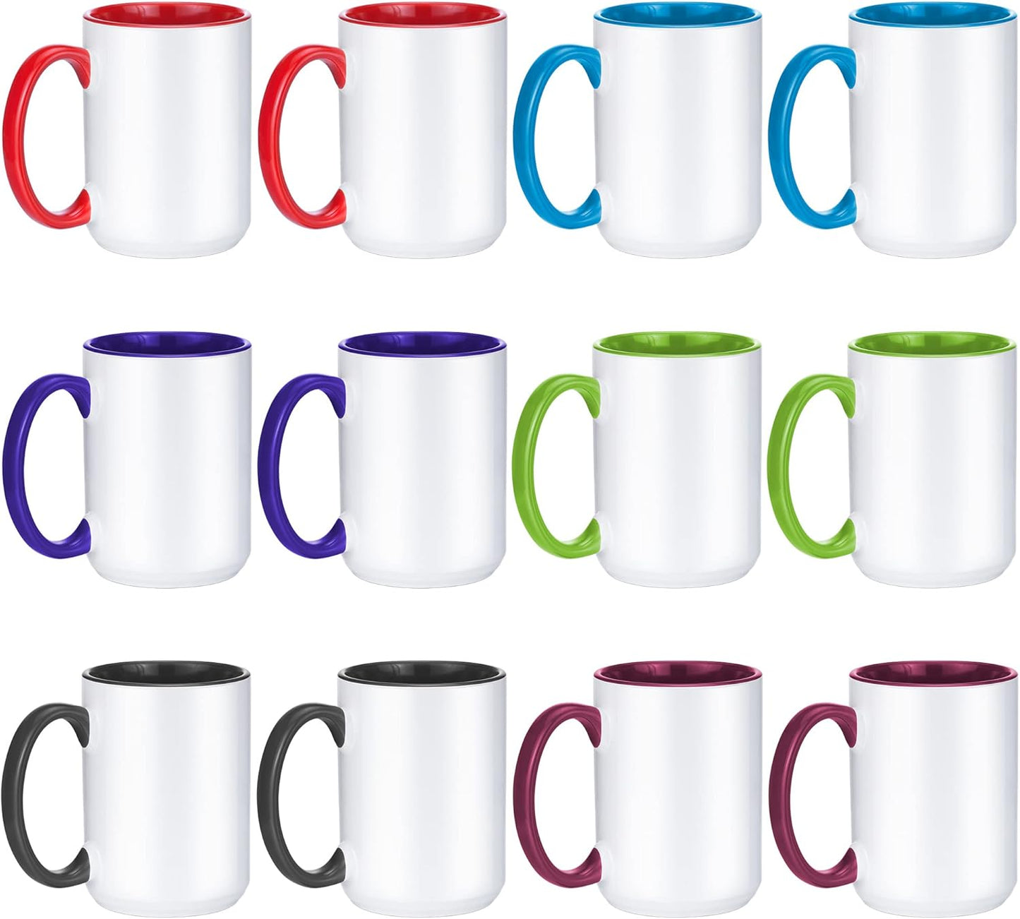TANGLONG Sublimation Mugs 15 oz, Sublimation Blanks, Bulk Coffee Mugs,White Cups for Coffee,Latte, Soup, Milk, Hot Cocoa Set of 12
