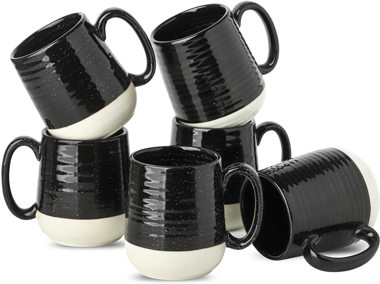 Hasense Ceramic Coffee Mugs Set of 6, 15 oz Large Porcelain Mugs with Handle for Women Men, Colorful Coffee Cups for Latte, Tea, Cappuccino, Microwave & Dishwasher Safe