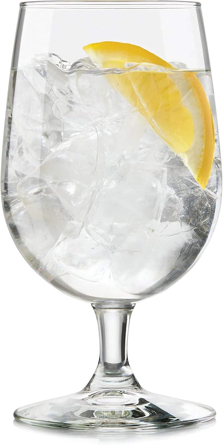 Libbey Entertaining Essentials Stemmed Water Glasses, Clear Multi Purpose Water Goblet Set of 6, Dishwasher Safe 16 oz Goblet Glasses for Parties