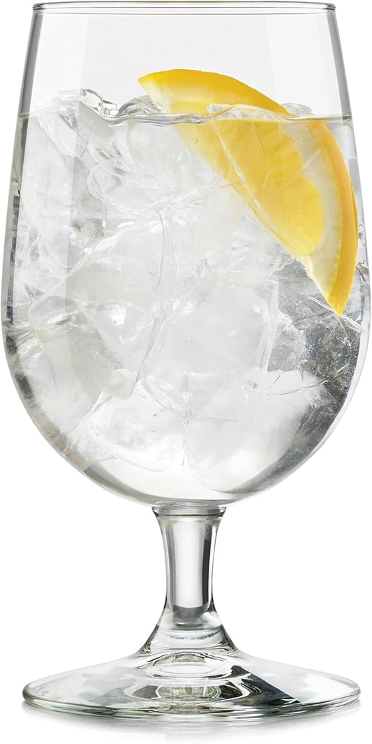 Libbey Entertaining Essentials Stemmed Water Glasses, Clear Multi Purpose Water Goblet Set of 6, Dishwasher Safe 16 oz Goblet Glasses for Parties