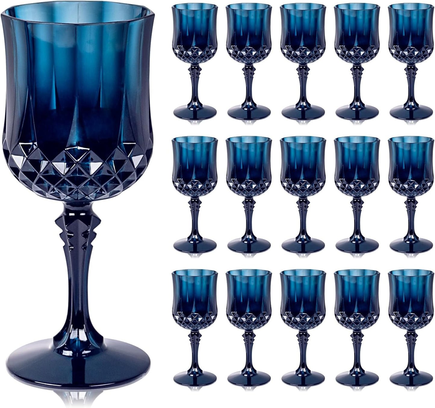 Ciaell 24PCS Plastic Wine Glasses - 7 Oz Plastic Goblets for Party - Clear Vintage Drinking Glasses - Disposable Water Goblets Set for Wedding, Bar, Wine, Beer, Juice, Cocktail, Whiskey