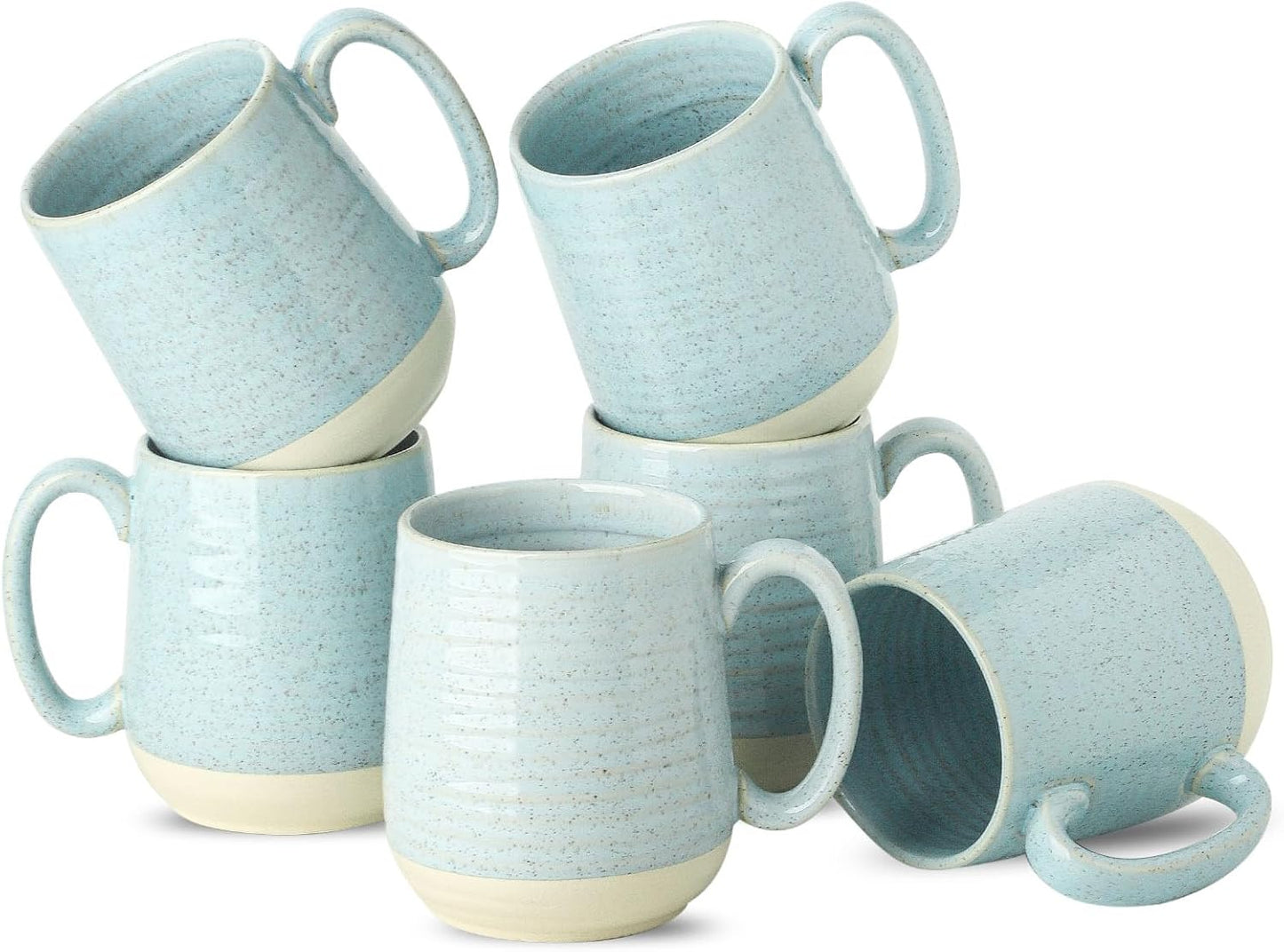 Hasense Ceramic Coffee Mugs Set of 6, 15 oz Large Porcelain Mugs with Handle for Women Men, Colorful Coffee Cups for Latte, Tea, Cappuccino, Microwave & Dishwasher Safe