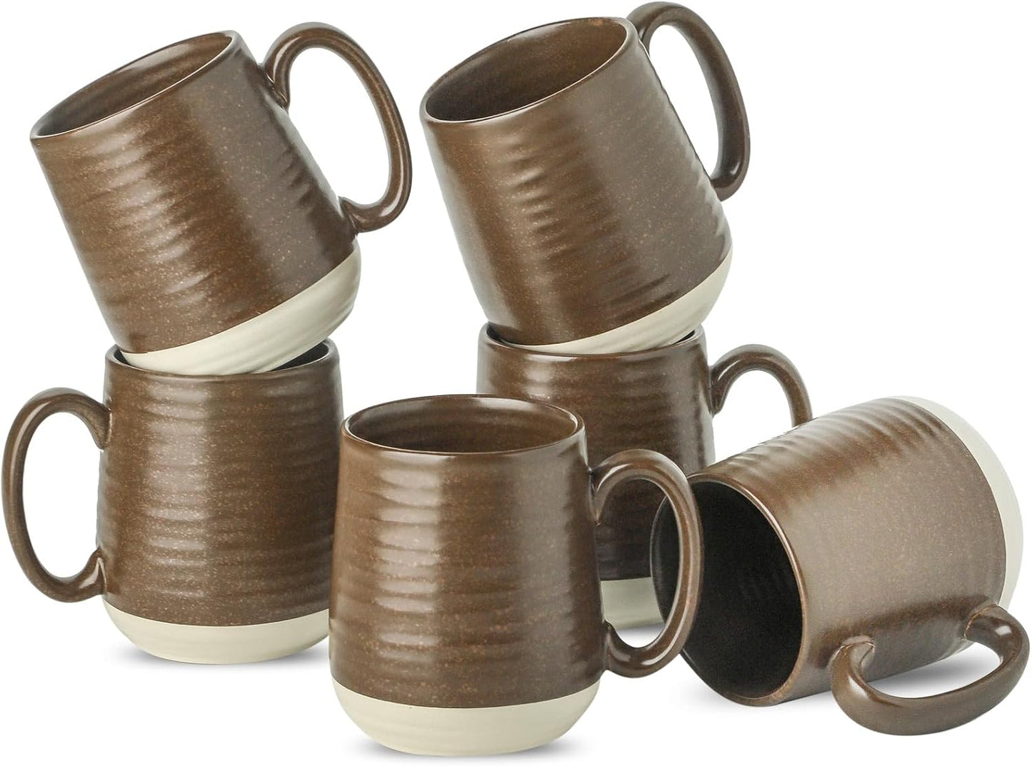 Hasense Ceramic Coffee Mugs Set of 6, 15 oz Large Porcelain Mugs with Handle for Women Men, Colorful Coffee Cups for Latte, Tea, Cappuccino, Microwave & Dishwasher Safe