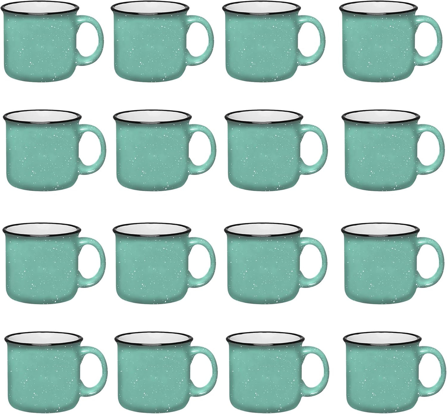 Set of 16 Ceramic Campfire Mugs – 15 Oz, White – Coffee & Tea Cups for Home, Work, Travel, Camping – Customizable, Great for DIY, Events, Companies