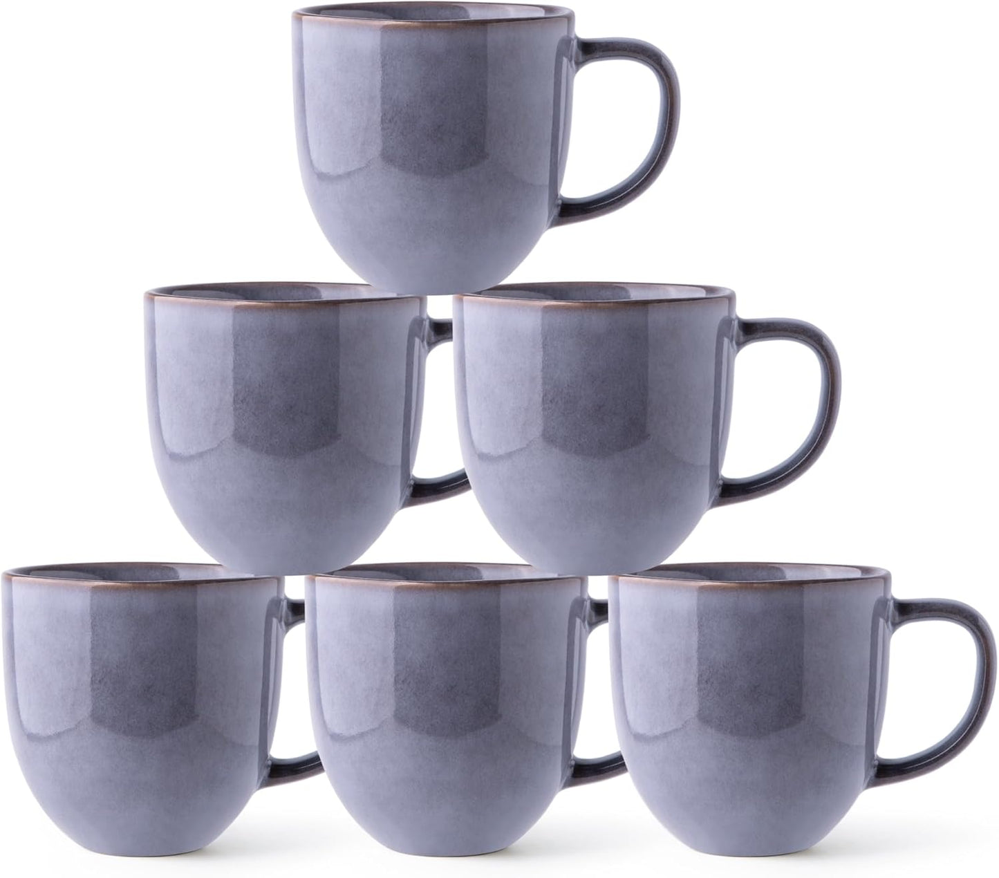 AmorArc 12oz Coffee Mugs, Ceramic Coffee Mugs set of 6 for Man, Woman, Dad, Mom, Modern Coffee Mugs with handle for Latte/Cappuccino/Milk/Cocoa. Dishwasher&Microwave Safe, Jade Green
