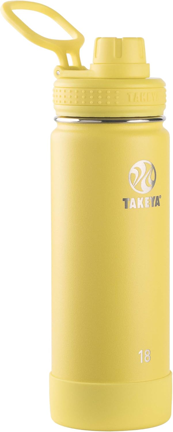 Takeya Actives Insulated Stainless Steel Water Bottle with Spout Lid, 32 Ounce, Midnight