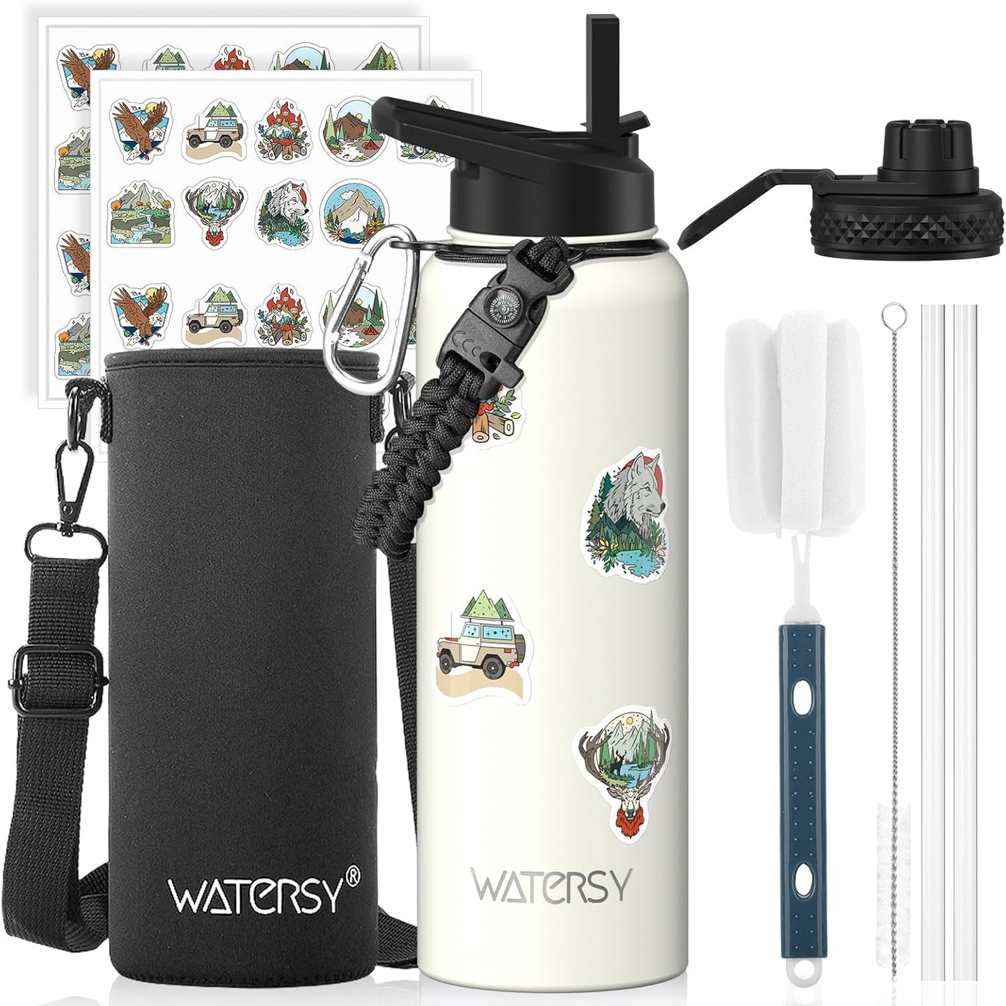 87oz Insulated Water Bottle (Cold for 48 Hrs),BPA Free&Leak Proof,1.5 Gallon Stainless Steel Water Flask,Water Jug with Straw Spout Lids for Gym,Hiking,Camping,Stainless