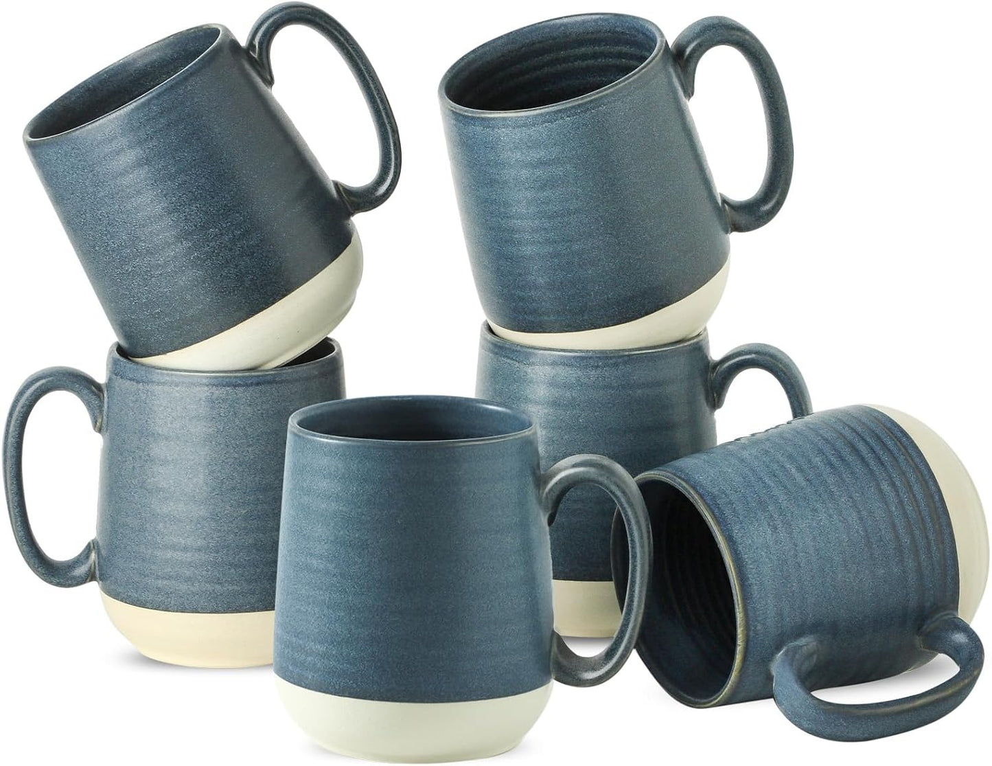 Hasense Ceramic Coffee Mugs Set of 6, 15 oz Large Porcelain Mugs with Handle for Women Men, Colorful Coffee Cups for Latte, Tea, Cappuccino, Microwave & Dishwasher Safe