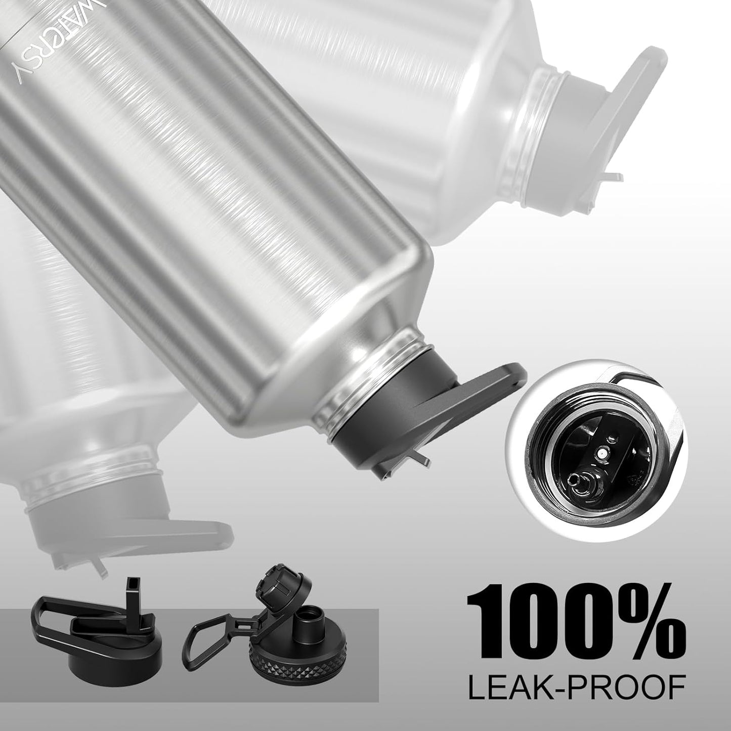 87oz Insulated Water Bottle (Cold for 48 Hrs),BPA Free&Leak Proof,1.5 Gallon Stainless Steel Water Flask,Water Jug with Straw Spout Lids for Gym,Hiking,Camping,Stainless