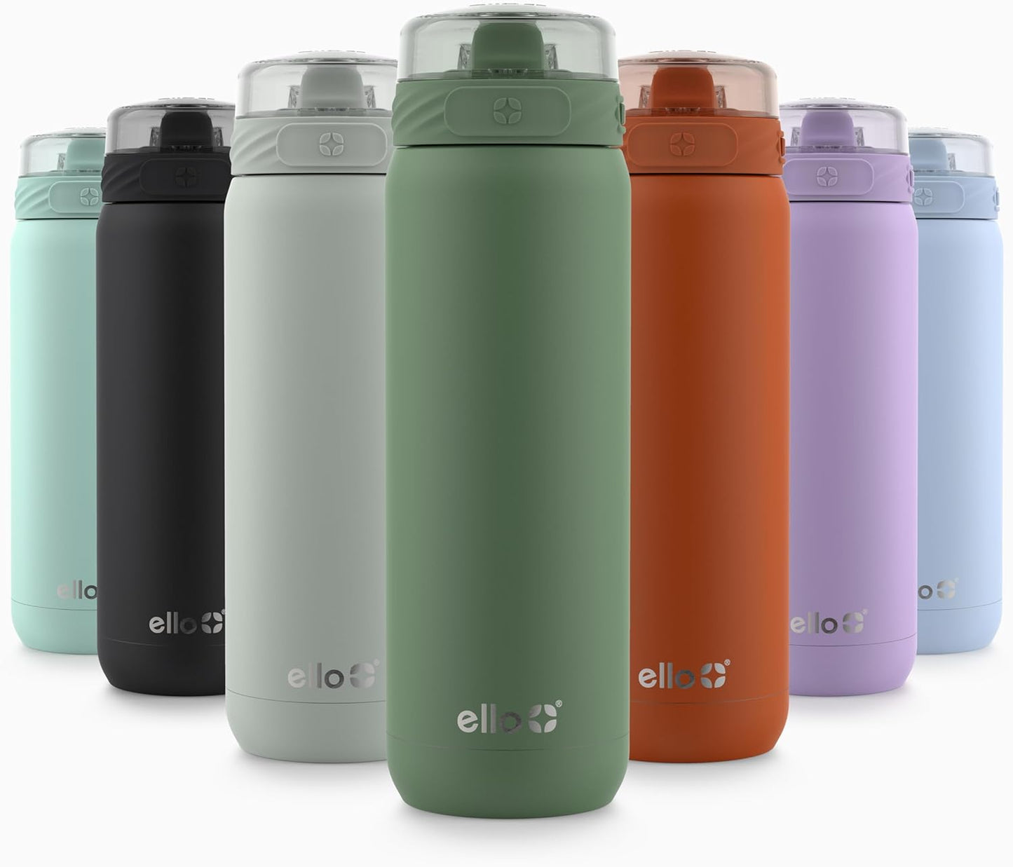 Ello Cooper 22oz Stainless Steel Water Bottle with Straw and Carry Handle, Double Walled and Vacuum Insulated Metal, Leak Proof Locking Lid with Soft Silicone Spout, Reusable, BPA Free, Lilac
