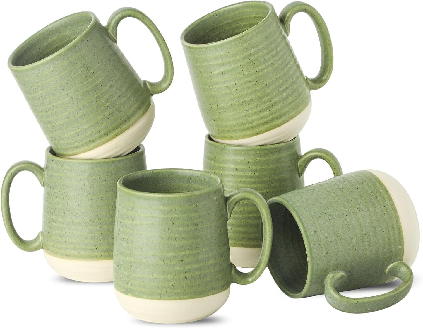 Hasense Ceramic Coffee Mugs Set of 6, 15 oz Large Porcelain Mugs with Handle for Women Men, Colorful Coffee Cups for Latte, Tea, Cappuccino, Microwave & Dishwasher Safe