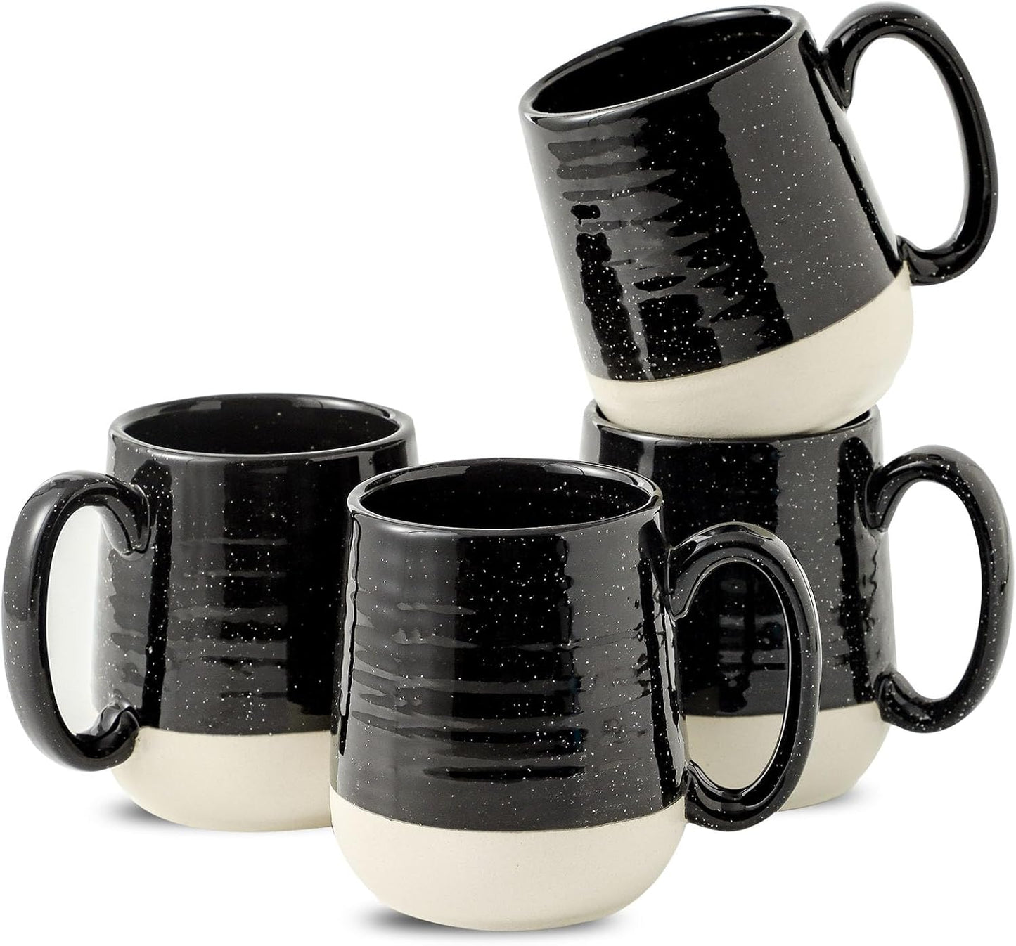 Hasense Ceramic Coffee Mugs Set of 6, 15 oz Large Porcelain Mugs with Handle for Women Men, Colorful Coffee Cups for Latte, Tea, Cappuccino, Microwave & Dishwasher Safe