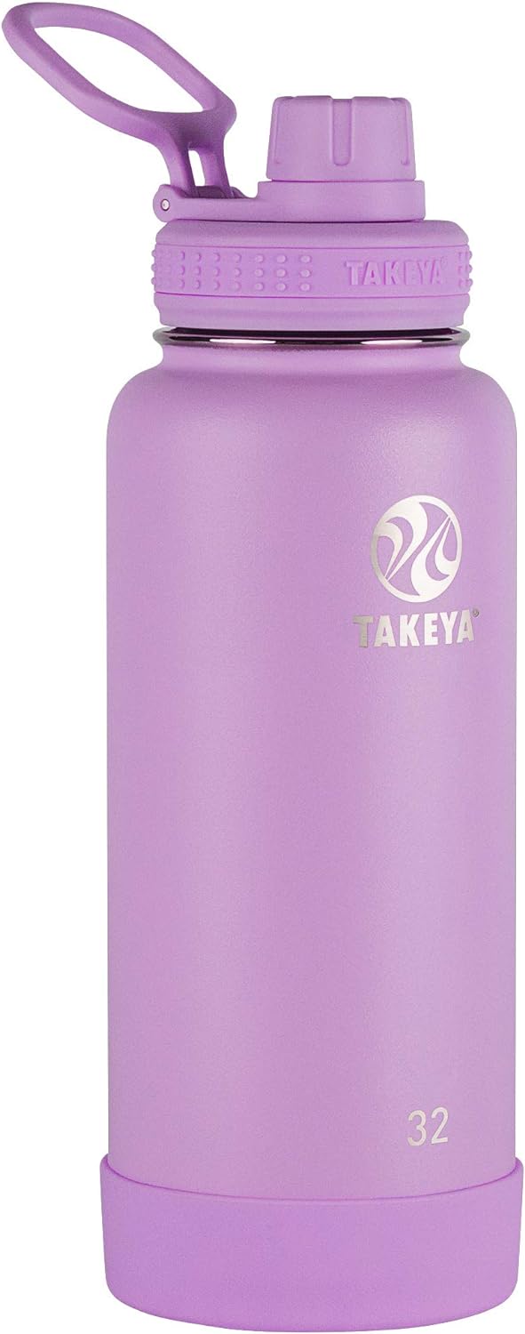 Takeya Actives Insulated Stainless Steel Water Bottle with Spout Lid, 32 Ounce, Midnight